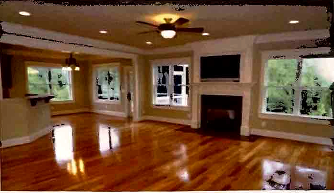 Living space with fireplace